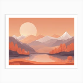 Misty mountains horizontal background in orange tone 4 Art Print