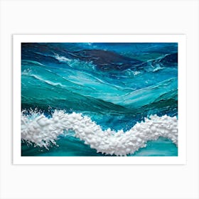 Abstract Turquoise Waves Cresting With A Tangible Sense Of Fresh Nautical Texture Imply Movement D (4) Art Print