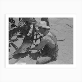 Day Laborer Adjusting Plow Points On Tractor Drawn Planter, Farm Near Ralls, Texas By Russell Lee Art Print