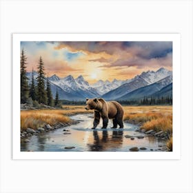 Beneath the Prairie Sun Grizzly Bear Art Print