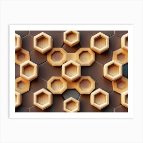 3d Design with Hexagonal Honeycomb Pattern Art Print