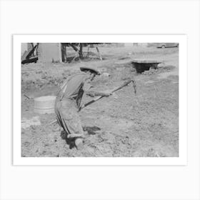 Spanish American Mixing Adobe Plaster, Chamisal, New Mexico By Russell Lee Art Print