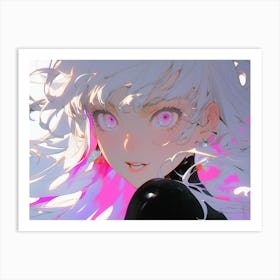 Girl With White Hair And Pink Eyes Art Print