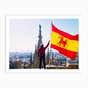 A Distinctively Spanish Arm Wrapped In The Vibrant Colors Of The National Ensign Of Red And Yellow (5) Art Print