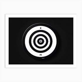 A White Logotype Centered On A Black Dartboard Depicting A Game Of Bullseye Symbolizing Achievement (5) Art Print