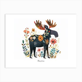Little Floral Moose 3 Poster Art Print