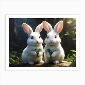 Rabbits In The Woods Art Print