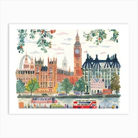 London Landmarks Landscape Watercolour Art Print