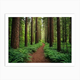 The Path Is Surrounded By Tall Trees Art Print