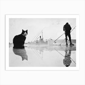 Im Just Fishing Cat Art Print