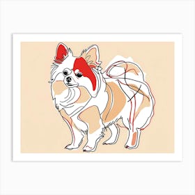 Pomeranian Abstract Line Art Art Print