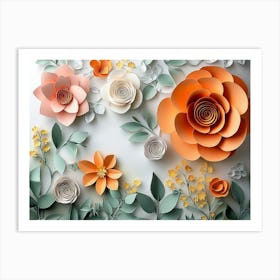 3d floral craft Paper Flowers Art Print