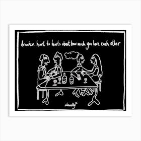 Drunken Heart to Hearts (Black) Art Print