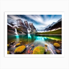 Mountain Lake In Banff National Park Art Print