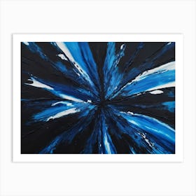 An Abstract Painting Of Blue And White Flowers Art Print