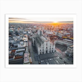 Drone photography Italian Cathedral Duomo in Milan Art Print