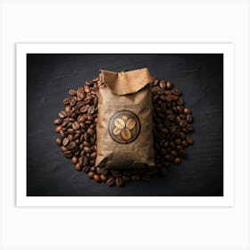 Coffee Beans With Brown Paper Bag Art Print