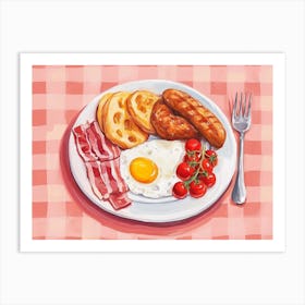 Breakfast Pink Checkerboard 2 Art Print