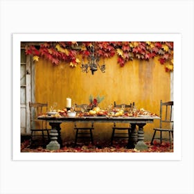 A Vintage Painting Esque Thanksgiving Celebration Enfolding Within An Intimate Group Nestled Amid R 1 Art Print