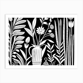 Lion cut inspired Black and white Garden plants & flowers art, Gardening art, Garden 189 Art Print
