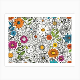 Doodle Flowers 2 Art Print