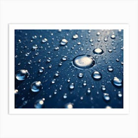 Close Up Of Water Droplets On A Blue Background 1 Art Print