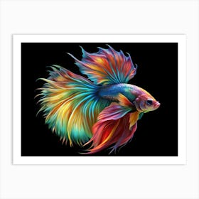 Colorful Betta Fish With Flowing Fins Art Print