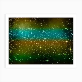 Gold, Teal, Green Shining Star Background Art Print