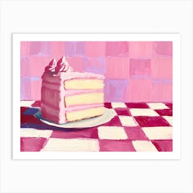 Pink Cake With Checkerboard Art Print