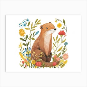Little Floral Ferret 3 Art Print