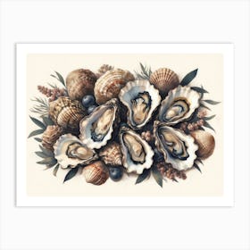 Delicate Layers Of Coastal Beauty Represented by Oysters With Friends Art Print