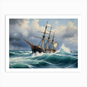 Sailing Ship In Rough Seas 7 Art Print