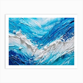 Abstract Turbulent Ocean Surface Turquoise And Blue Hues Dominating Intermingled With White Foam A (5) Art Print