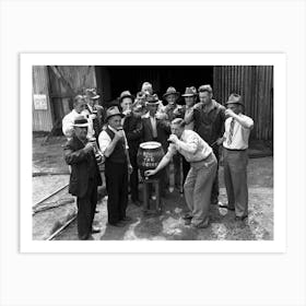 Men Drinking Beer, Prohibition Vintage Black and White Photo Art Print