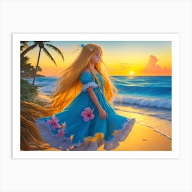 Girl On The Beach Art Print