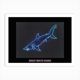 Pink Blue Neon Great White Shark Poster 1 Art Print