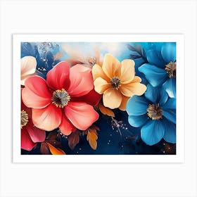 Modern Luxury Colorful Flowers Art Print