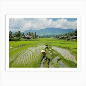 Village Rice Fields In Bali paintings art print Art Print