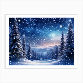 Banner Featuring A Majestic Winter Landscape Blanketed By Pristine Snow Where Magic Snowflakes Gen (3) Art Print