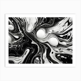 Fluid Dynamics Abstract Black And White 6 Art Print