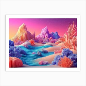 3d Ocean Landscape Art Print