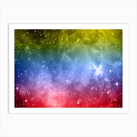 Red, Blue, Yellow Galaxy Space Background Art Print