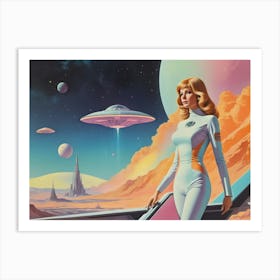 Alien Woman In Space vintage retro sci-fi art Art Print