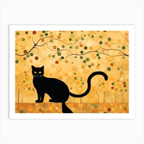 Gustav Klimt Black Cat In Autumn Art Print