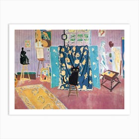 The Pink Studio With Black Cat Matisse Inspired Art Print