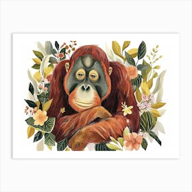 Little Floral Orangutan 1 Art Print
