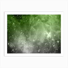 Lime Green And Grey Galaxy Space Background Art Print