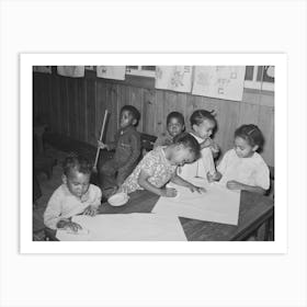 Children Playing With Chalk In Nursery School, Lakeview Project, Arkansas By Russell Lee Art Print