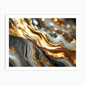 Abstract Marble Texture Swirls Of Gold And Silver Intertwining In A Lavish Dance Of Opulence Palet 2 1 Art Print