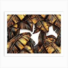 Grunge Bronze Banana Leaves, Palm Art Print